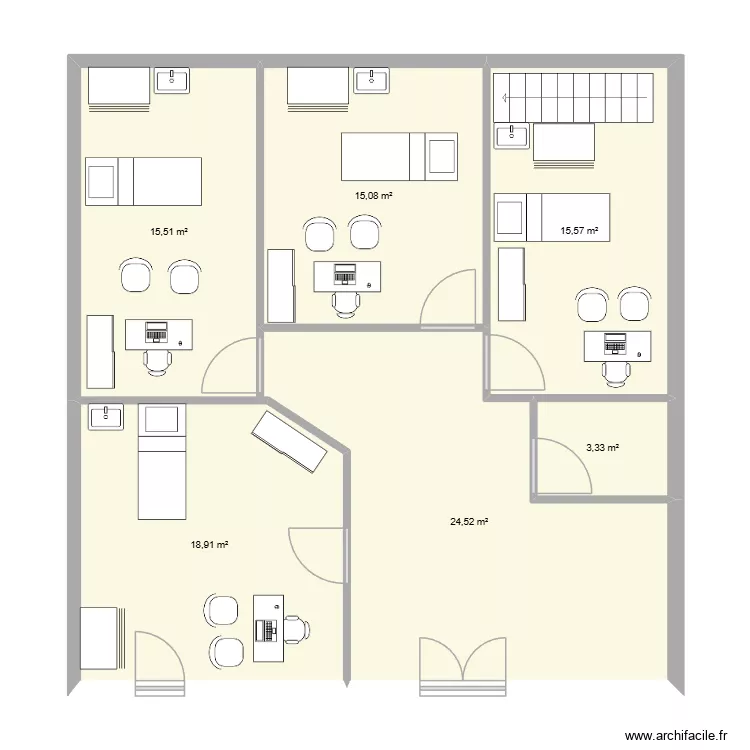 Cab 3. Plan de 6  et 93 m²