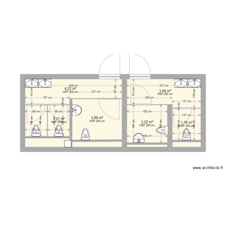 RESTOR. Plan de 11 pièces et 22 m2