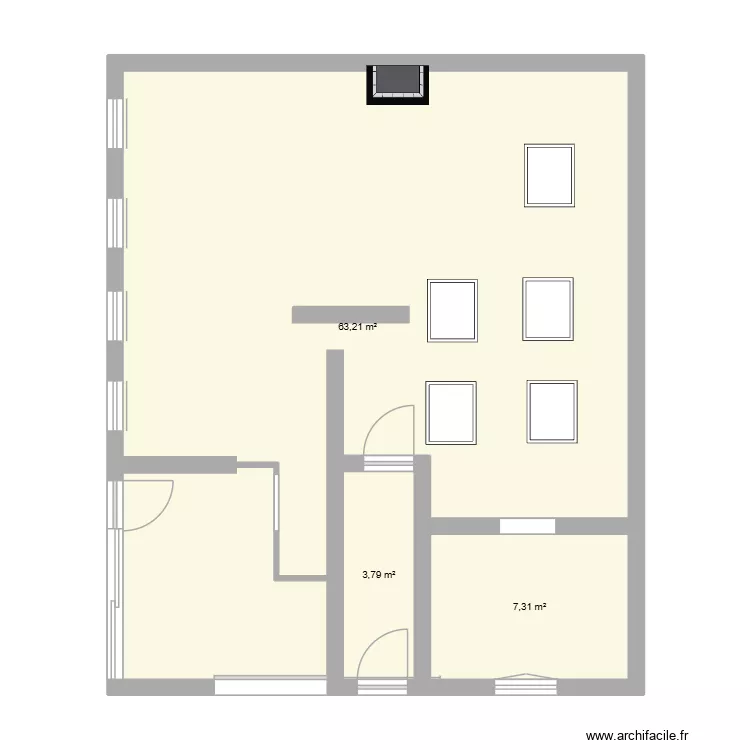 plan avant d&eacute;but des travaux d'am&eacute;nagement. Plan de 3  et 73 m²