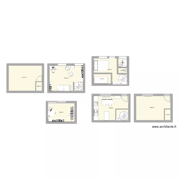 carr&eacute; stevens. Plan de 11  et 83 m²