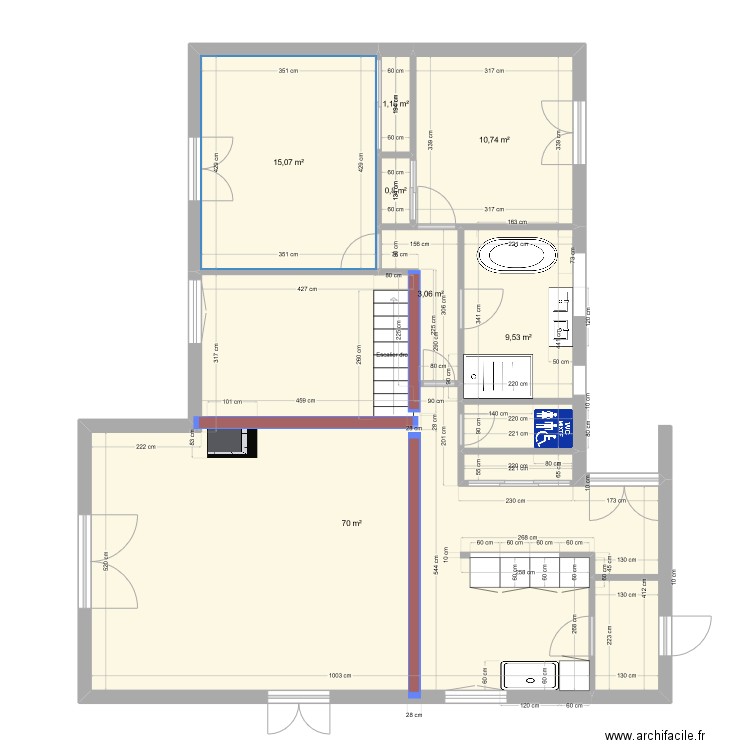 Plan final de Gif. Plan de 7 pièces et 110 m2