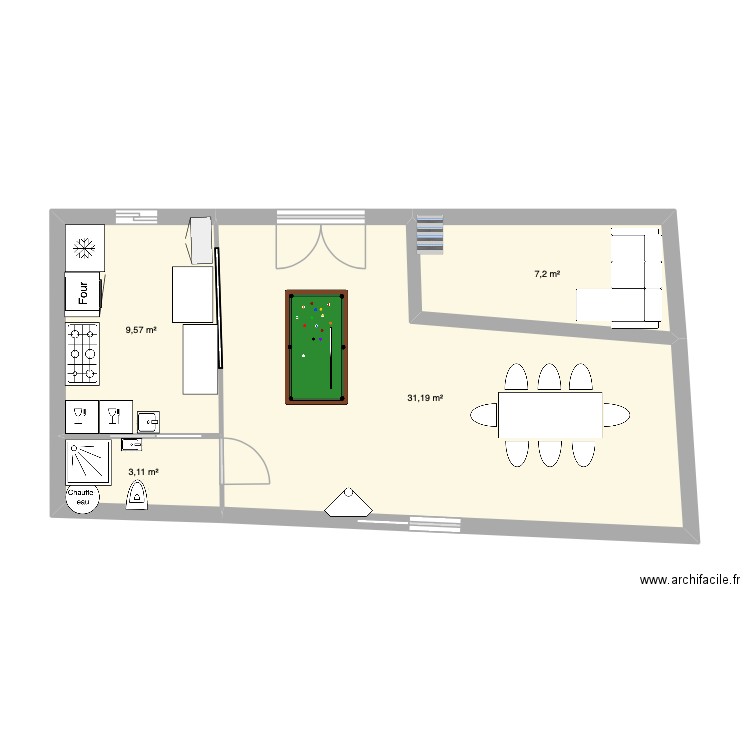 signature de Nicolas. Plan de 4 pièces et 51 m2