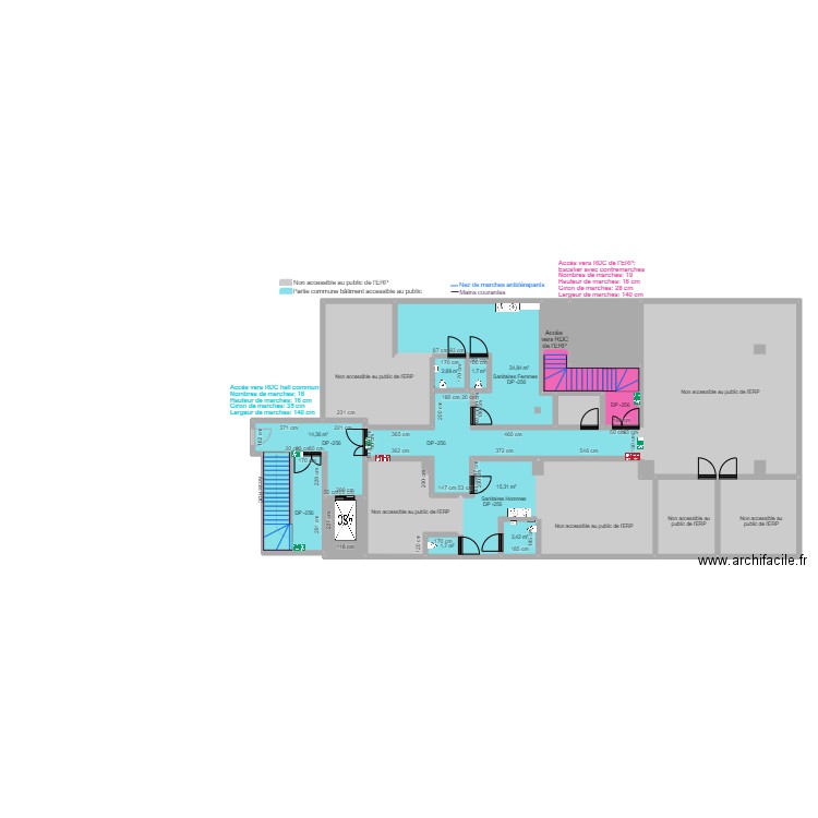 KINESPORT SOUS-SOL AVANT TRAVAUX. Plan de 20 pièces et 350 m2