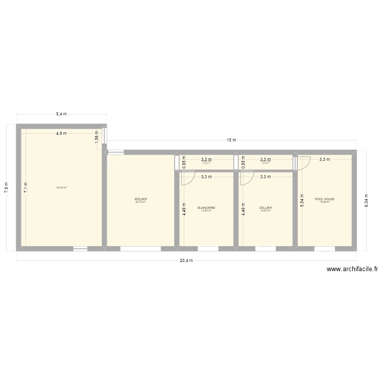 Projet global. Plan de 7 pièces et 112 m2