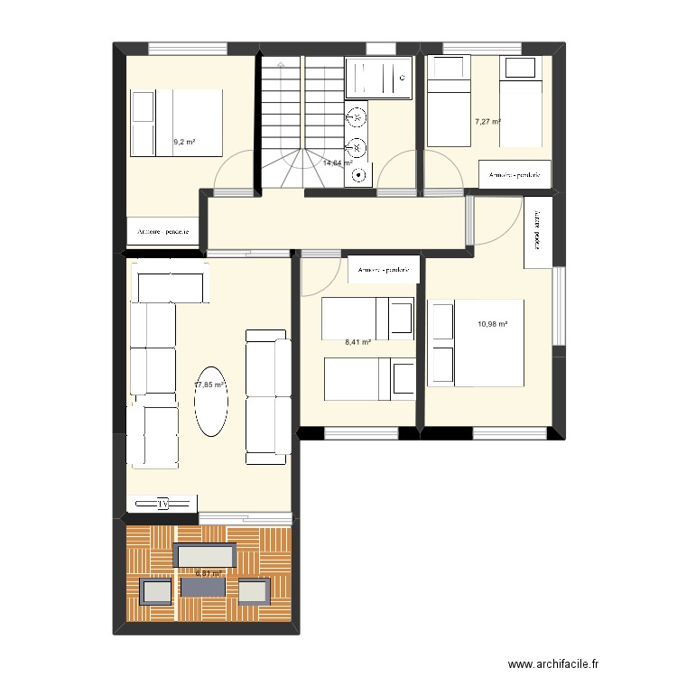 Mini Villa Moulay 2. Plan de 7 pièces et 75 m2