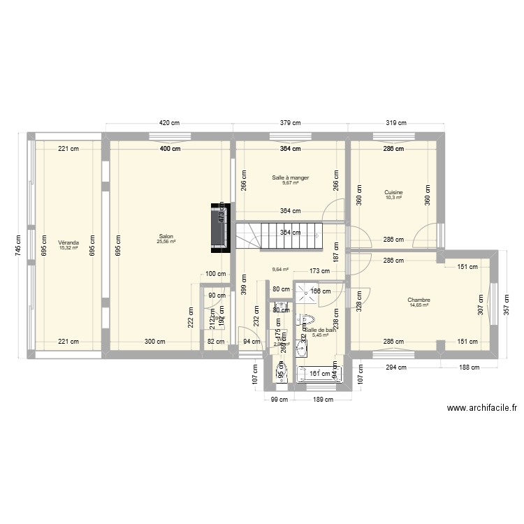 romilly-Rdc-actuel. Plan de 38 pièces et 416 m2