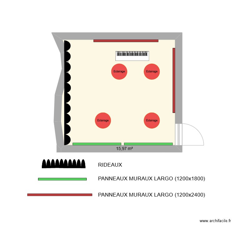 SALLE BACH - CONSERVATOIRE - FLEURY LES AUBRAIS. Plan de 1 pièce et 16 m2