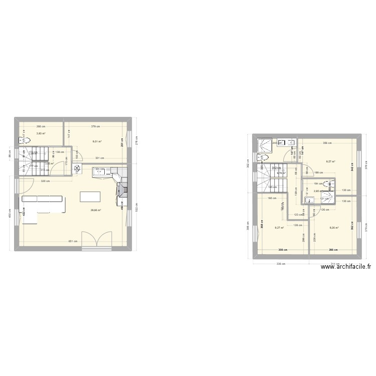 MAISON BOIS. Plan de 10 pièces et 89 m2
