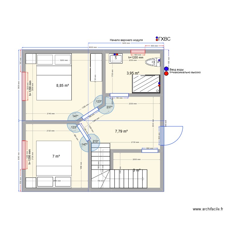 ЕБ 7 гхвс. Plan de 10 pièces et 94 m2