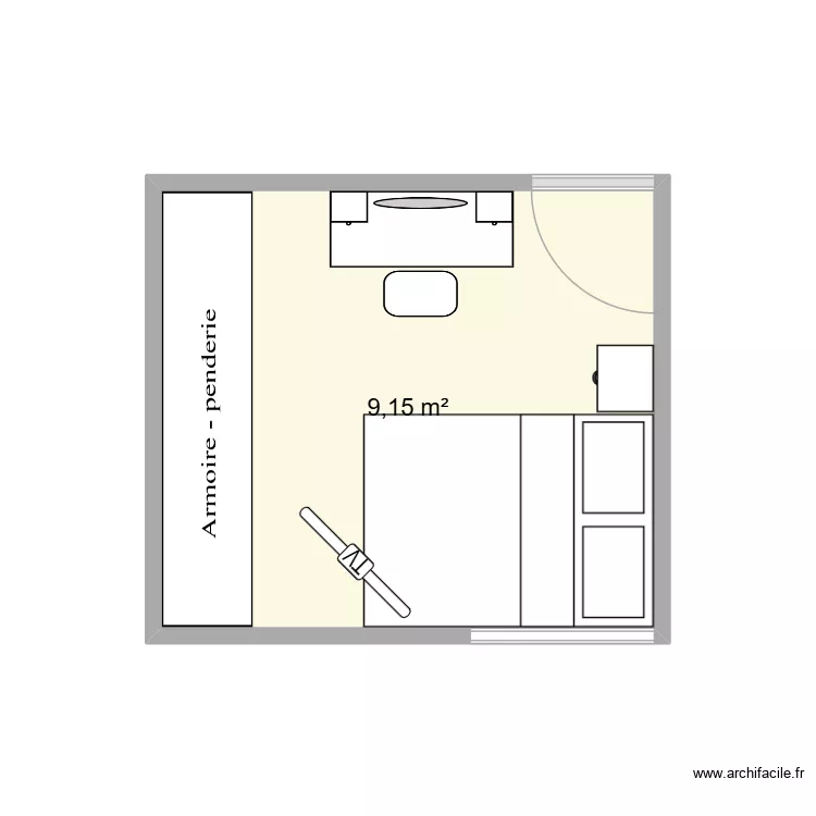 Chambre Ema 9. Plan de 1 et 9 m² Chambre Ema 9. Plan de 1 et 9 m²