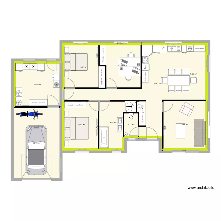 Senargent Mur ext + isolant + Menuiserie + Meubles - OK. Plan de 13 Pièces et 127 m²
