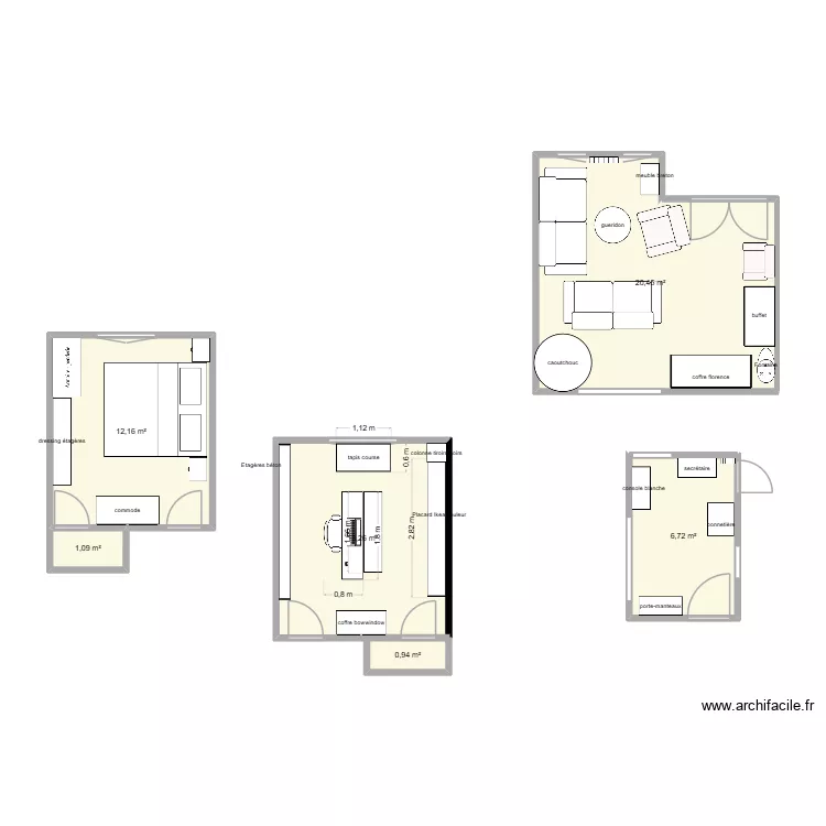 appart maman. Plan de 6  et 55 m²