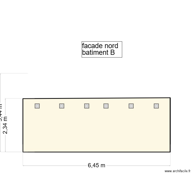 facade B nord. Plan de 1 pièce et 15 m2