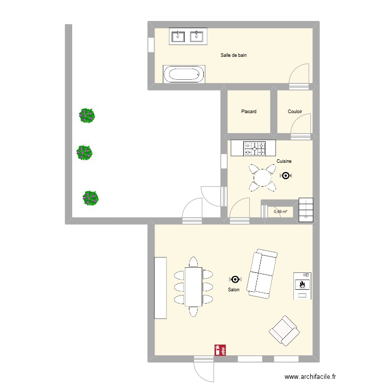 LA MAISON. Plan de 6 pièces et 64 m2
