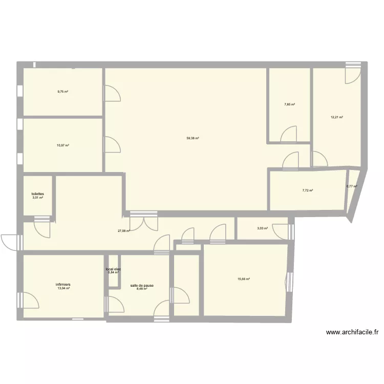 projet cabinet. Plan de 14  et 180 m²