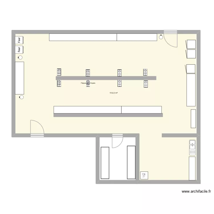 cuisine labo 2. Plan de 1 Pièce et 114 m²