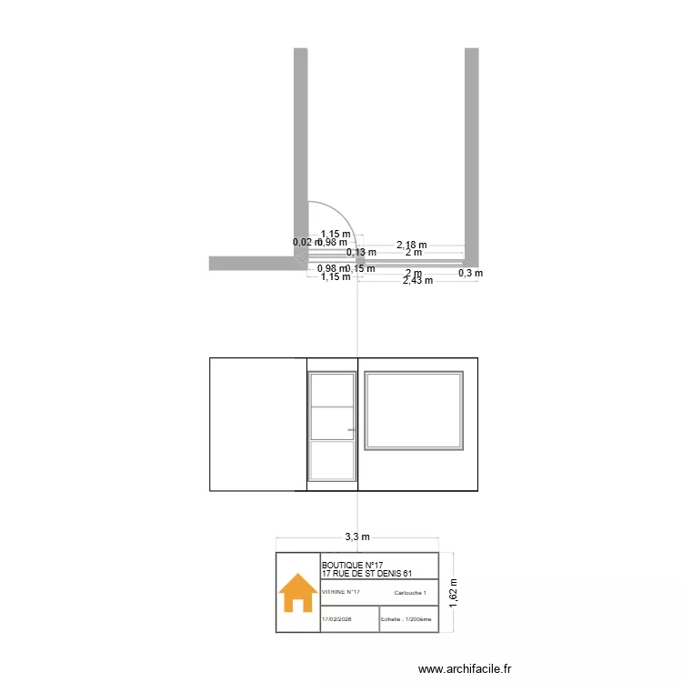 BOUTIQUE N&deg;17 LA FERTE MACE VITRINE. Plan de 