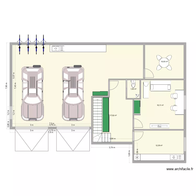 MAISON COURNON SOUS SOL v2. Plan de 6  et 132 m²