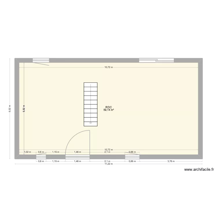 plateau trevoux mezzanine. Plan de 1  et 59 m²