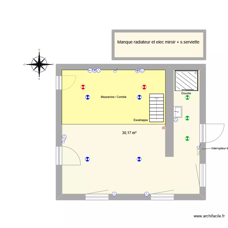 Chambre parentale RDC. Plan de 