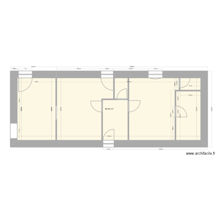 Chaufferie vide. Plan de 1 pièce et 60 m2