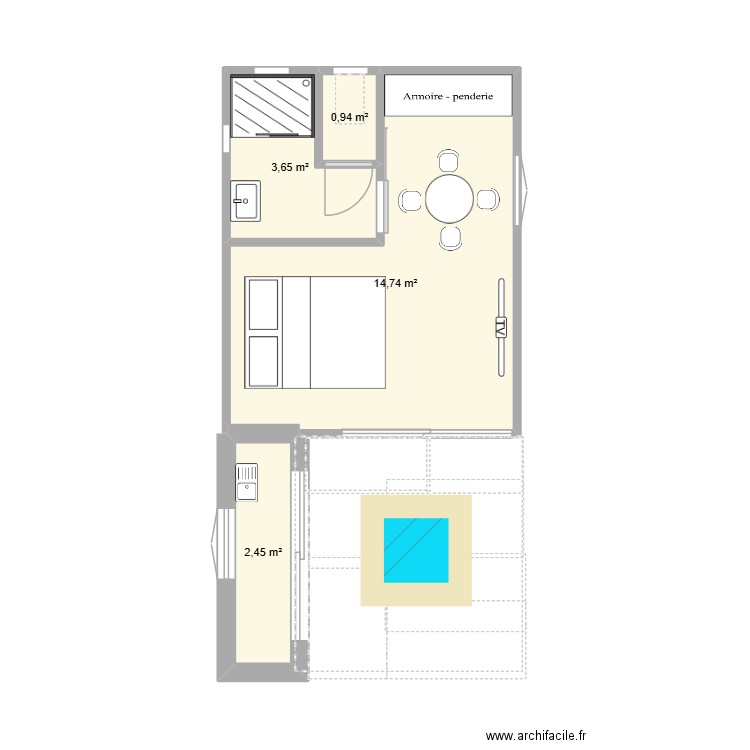 bungalow didi. Plan de 4 pièces et 22 m2