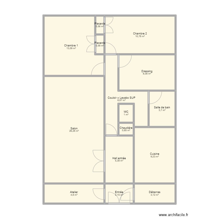 Villa. Plan de 15 pièces et 96 m2