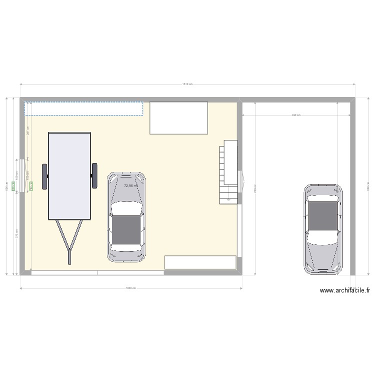 G1v1. Plan de 1 pièce et 73 m2