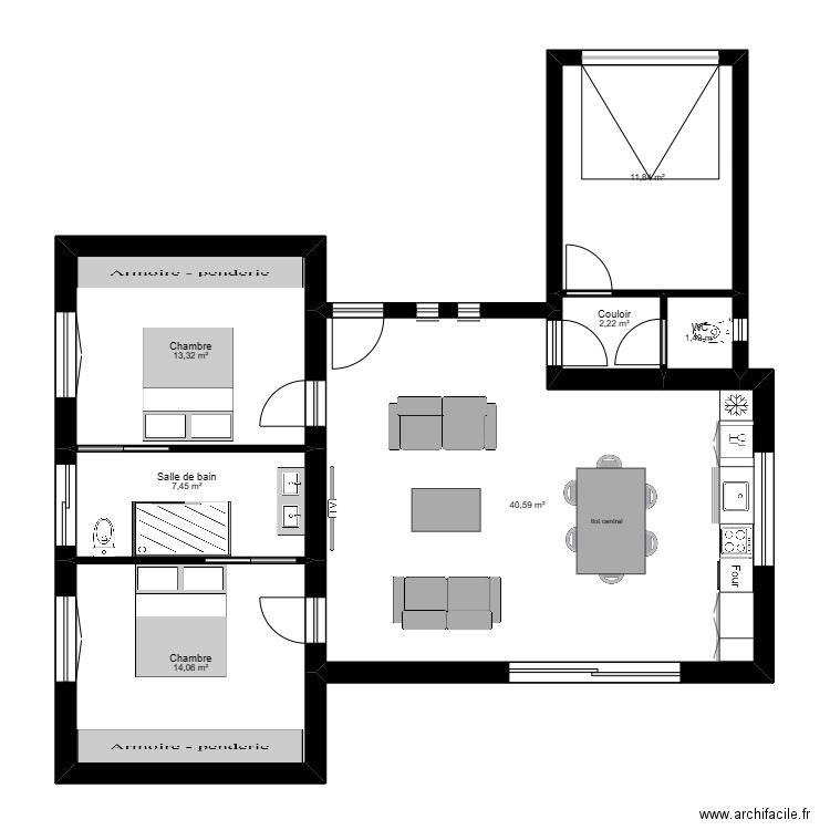 maison  012. Plan de 7 pièces et 91 m2