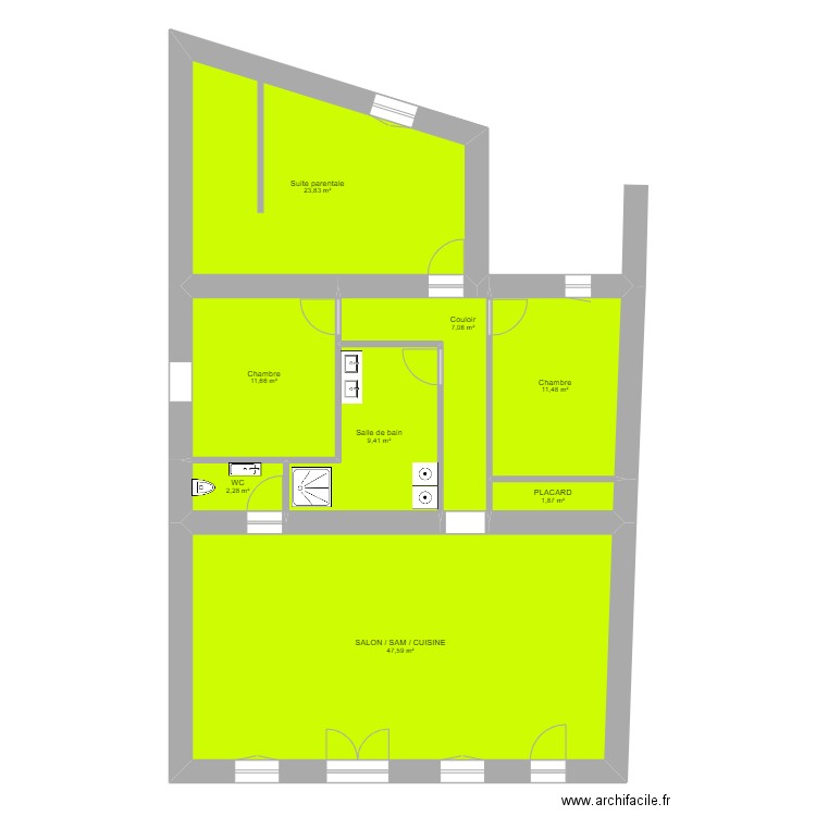 RDCtest. Plan de 8 pièces et 115 m2