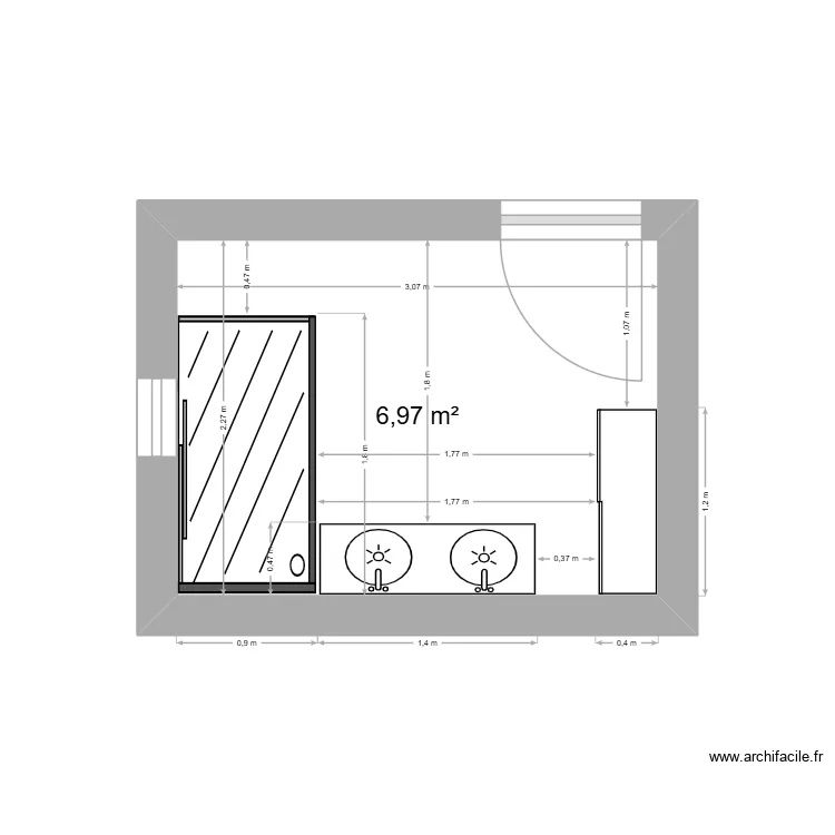 plan 2. Plan de 1 Pièce et 7 m² plan 2. Plan de 1 Pièce et 7 m²