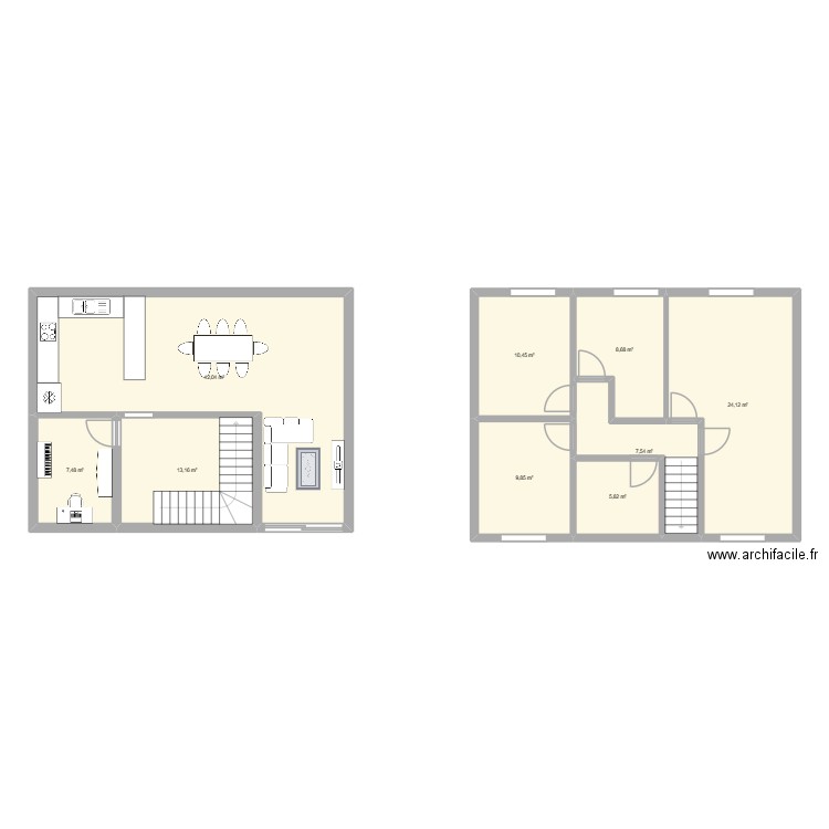 Maison. Plan de 9 pièces et 129 m2