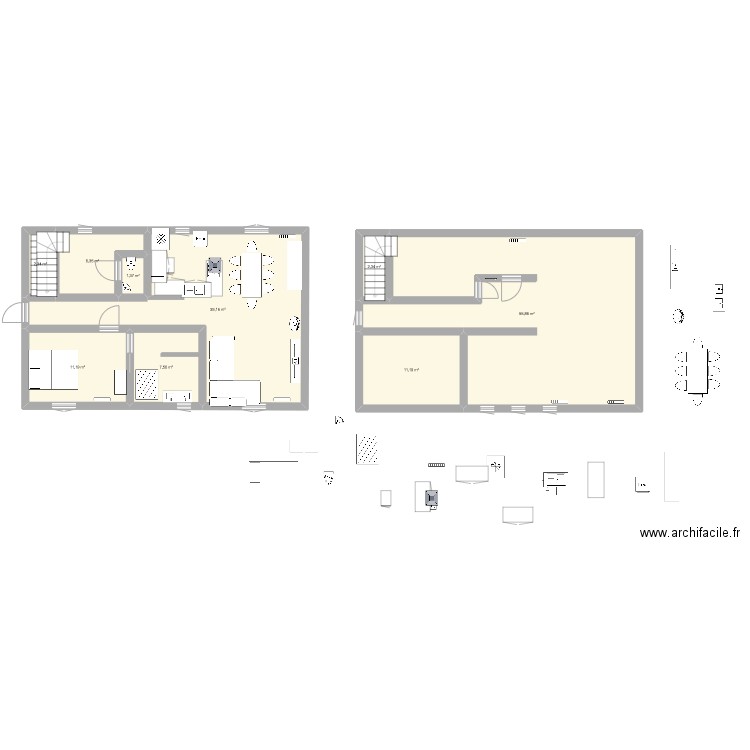 Maison renovation. Plan de 9 pièces et 137 m2