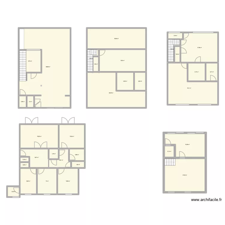 Appart place &eacute;glise. Plan de 34  et 367 m²