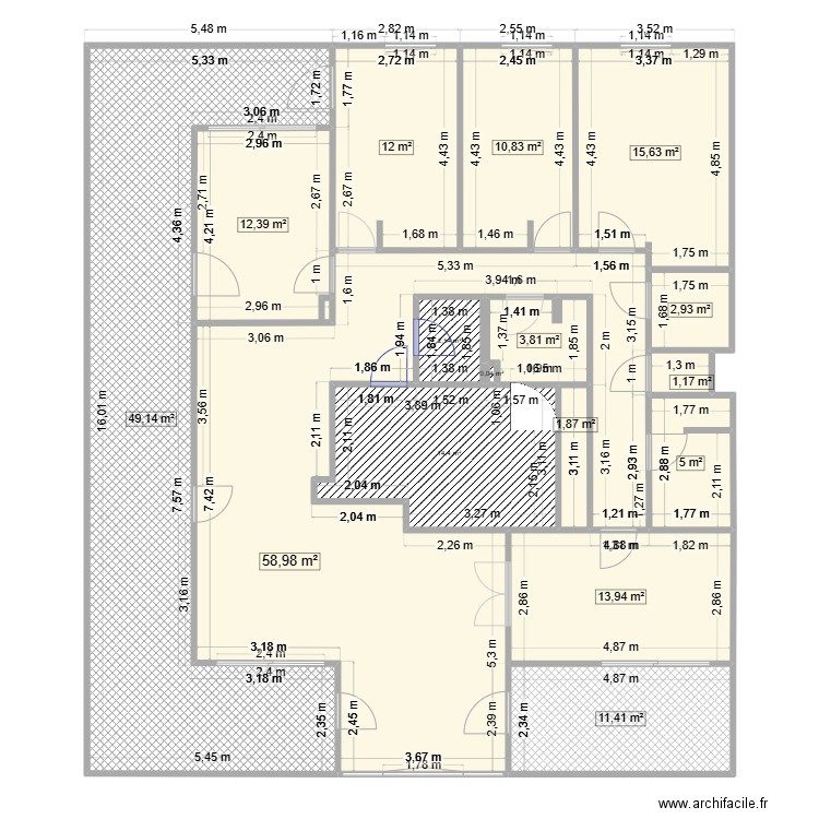 Greg13008 Origine. Plan de 16 pièces et 216 m2