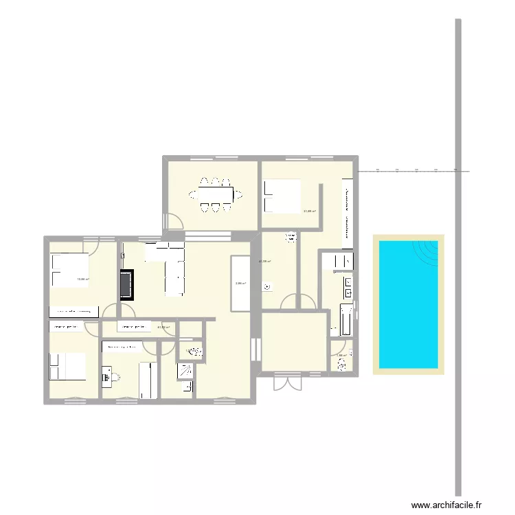 Agrandissement Gouvieux mur. Plan de 7  et 147 m²