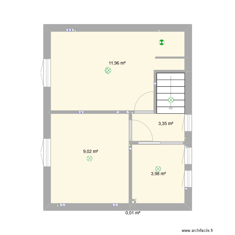 1 Etage. Plan de 5 pièces et 28 m2