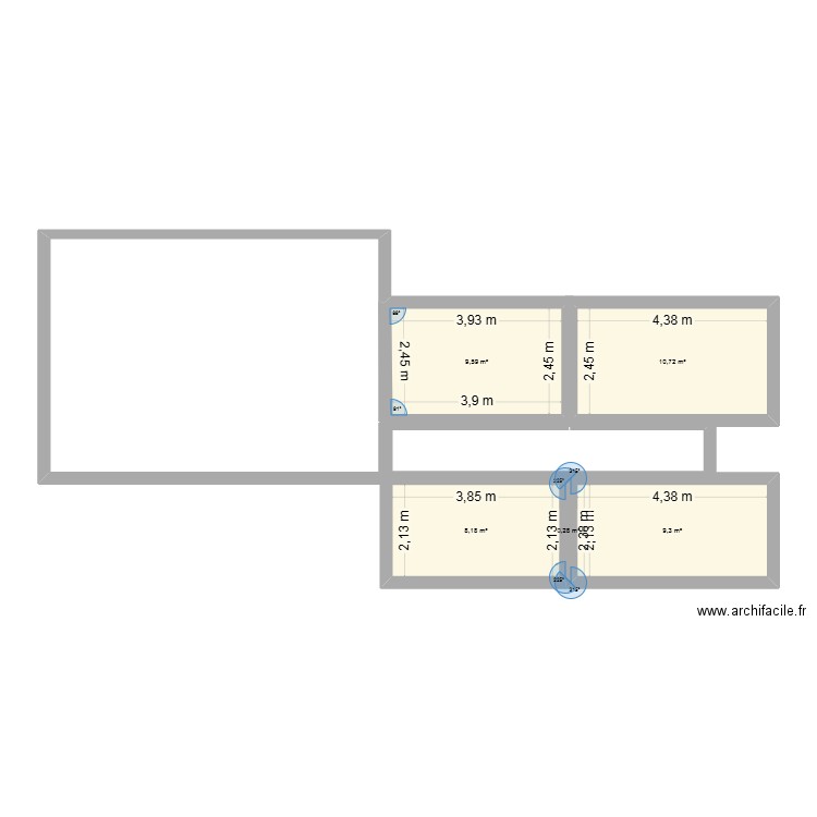 plan metal. Plan de 5 pièces et 38 m2