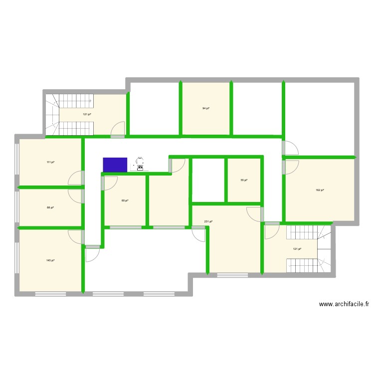 225 Seigneuriale 2e étage 7. Plan de 10 pièces et 112 m2