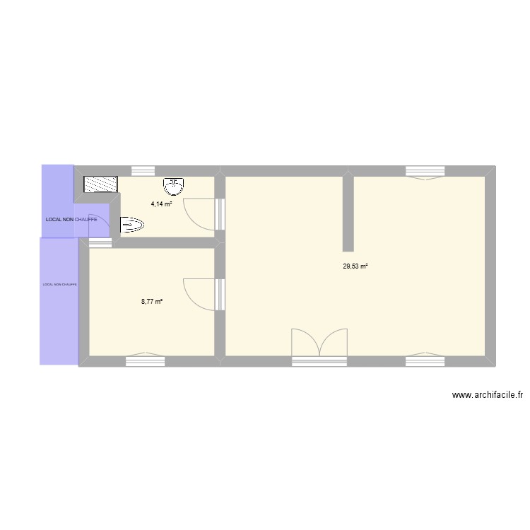 BRISSON - STUDIO. Plan de 3 pièces et 42 m2