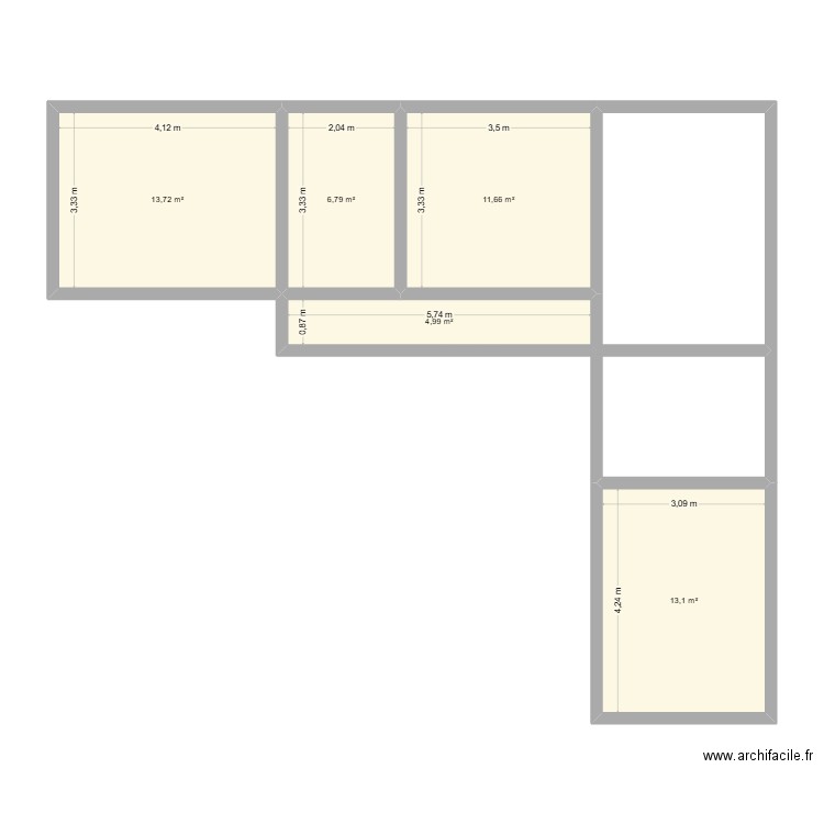 BOISVIN-2. Plan de 5 pièces et 50 m2