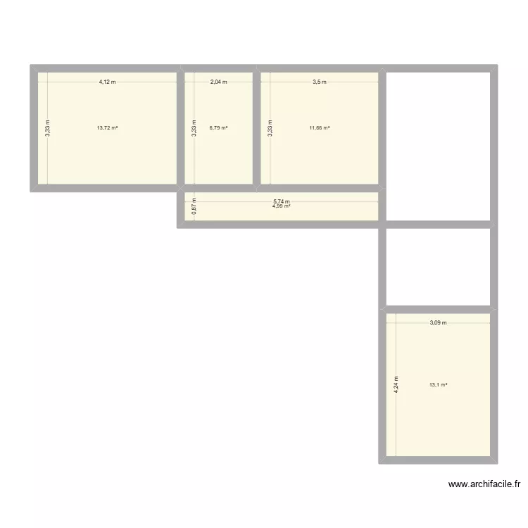 BOISVIN-2. Plan de 5 pièces et 50 m²