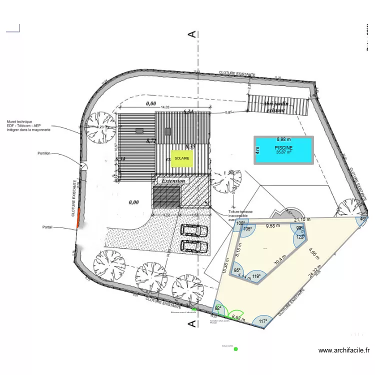 Terrain_2. Plan de 4 pièces et 367 m²