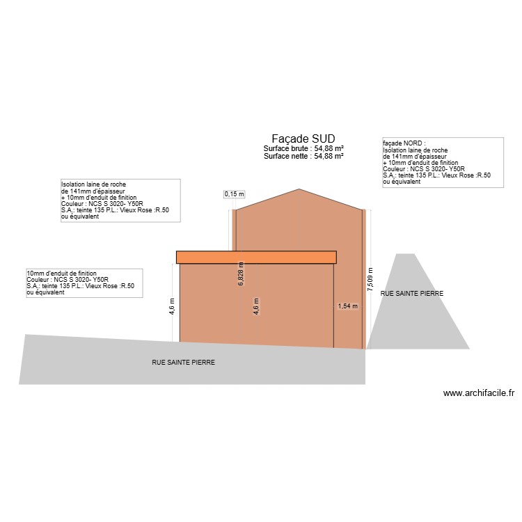 hosni dpm3 facade SUD. Plan de 0 pièce et 0 m2