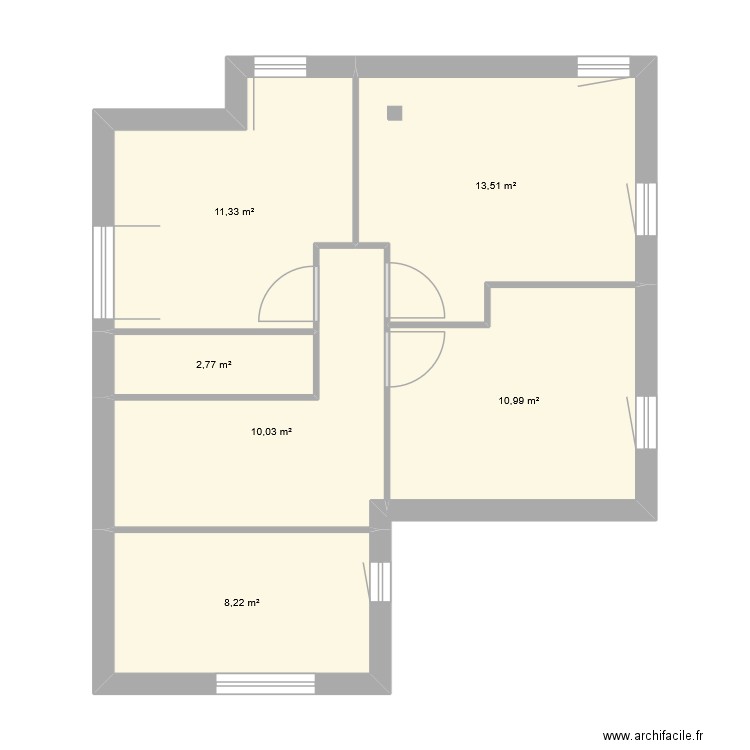 etage normal. Plan de 6 pièces et 57 m2