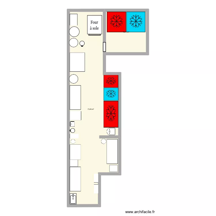 Plan labo. Plan de 2 pièces et 89 m²