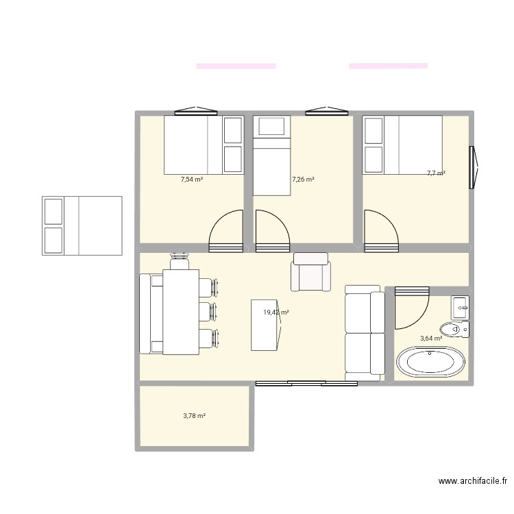 Maison 3. Plan de 6 pièces et 49 m2