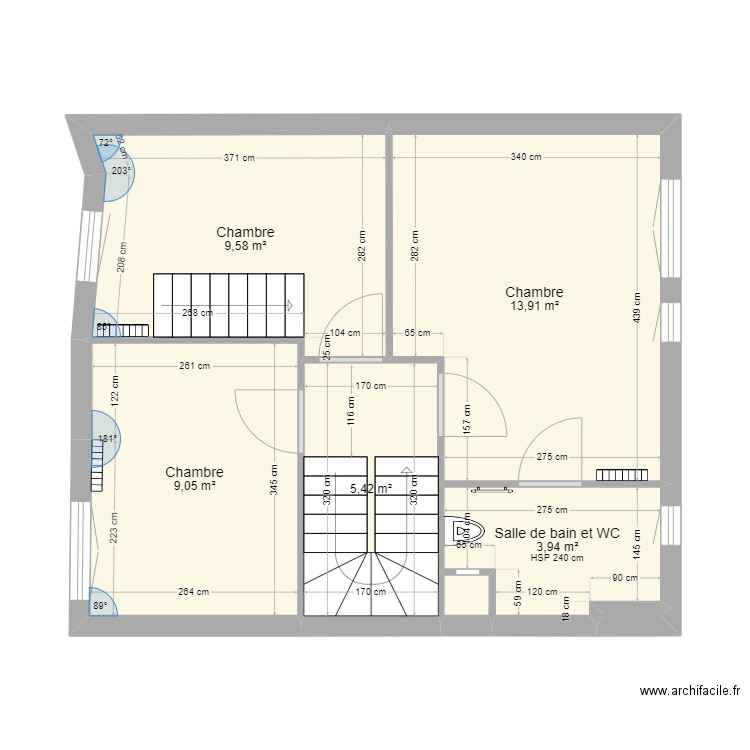 M1 Niveau R+2 TMA. Plan de 7 pièces et 42 m2