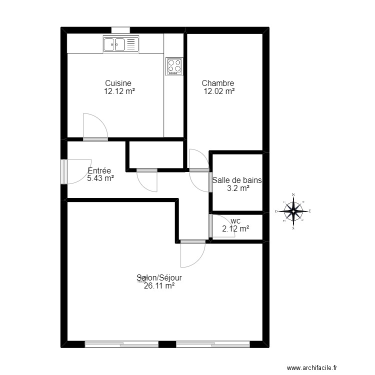 414276 JOUANIN. Plan de 6 pièces et 62 m2
