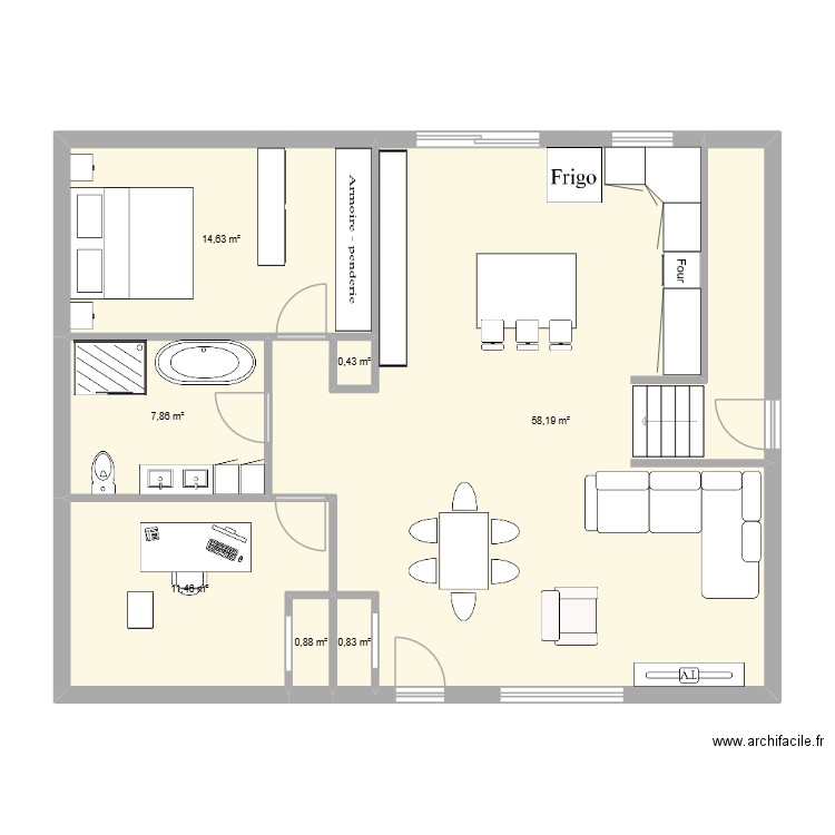 maison 2. Plan de 7 pièces et 94 m2